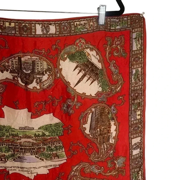Vintage Wien Austria Souvenir Scarf Silky Square Large 25"x25" Travel Vacation - Picture 3 of 6